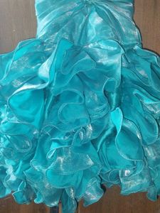 Teal Ruffle Party Dress