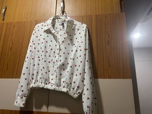 Heart Print Long Sleeve Top Size M