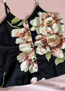 Black Floral Top-With Adjustable Straps