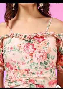 Floral Printed Shoulder Straps Sheath Dress