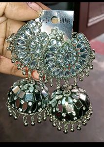 Mirror Work Jhumka Earrings &amp;Stude