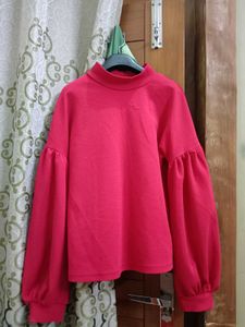 Shein Red Mock Neck Top XS