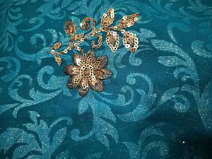 Teal &amp; Gold Embroidered Saree