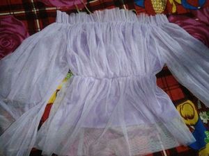 Purple Tulle Off-Shoulder Top