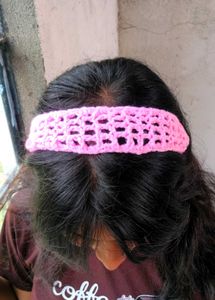 Pink Crochet mess Headband