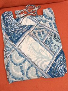 Brand New Blue & White Paisley Kurti - XXL Size