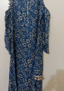 cold shoulder blue kurti dress