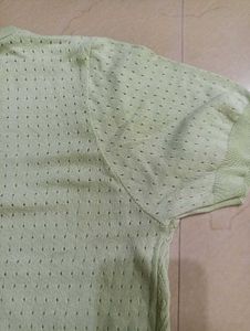 Green Patterned Short Sleeve Top