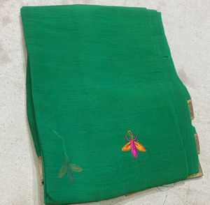 Rani Colourful Thread Work Contrasted Duppta Green