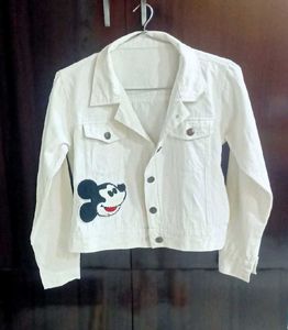 White cropped denim jacket