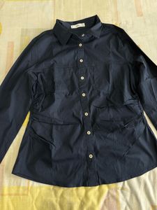 Original Mango Navy Blue Button-Down Shirt