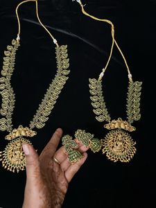 Green Emerald  Stones Jewel Set Bridal