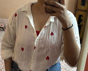 White Heart Printed Shirt