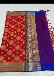 Brand new bright red banarasi dupatta