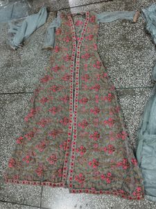 Elegant Embroidered Anarkali Suit With Paded