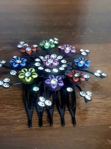 Floral Rhinestone Hair Comb