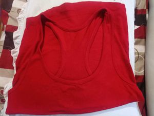 Red Scoop Neck Tank Top For Woman