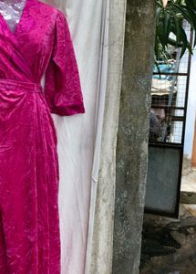 83010. Pink Velvet Wrap Dress