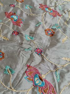 Grey Colored Embroidery Duppata