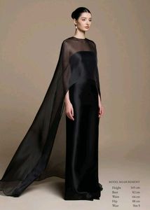 Elegant Black Gown with Cape