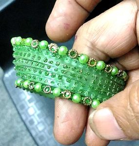 Green Beaded Bangles