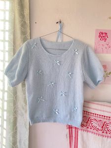 Cute Blue Bow Sweater