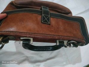Used Genuine Leather Unisex Office Bag In Good Con