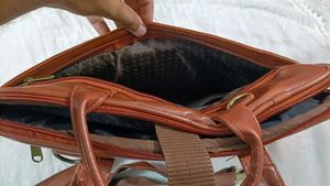 Brown Leather Office Laptop Side Bag