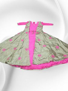 beutiful pink and golden jacket gown for women