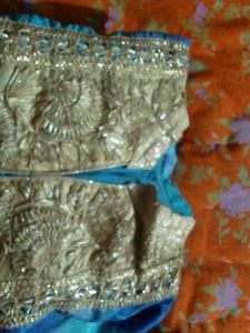 Blue &amp; Gold Embellished Fabric