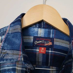 U.S. Polo Assn. Indigo Check Self Print Shirt
