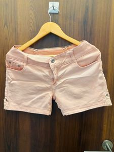 Pink Denim Shorts