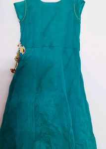 Teal &amp; Gold Embellished Gown