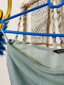 Sparkly Green Top - Off Shoulder