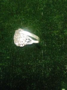 Silver Flower Gem Ring