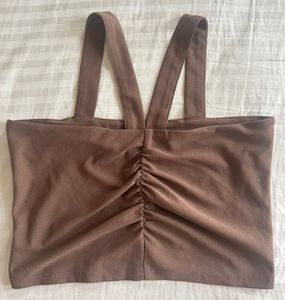 Brown Ruched Crop Top
