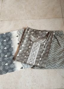 Cotton Kurti Dupatta &amp; Pajama