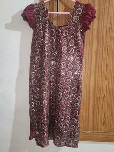 Maroon Embellished Kurta/Kurti