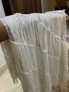 Luxury Couture White Fringe Mini Dress
