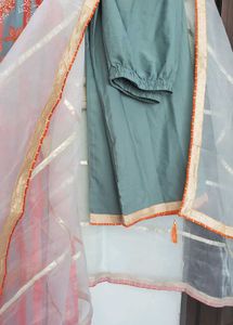 DESIGNER SUIT WITH SLIP &amp; GHOTA LACE DUPATTA 😇