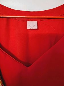 Elegant Red Embroidered Festive Gown