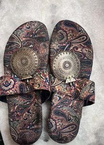 Paisley Print Embellished Flats