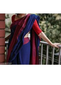 Begumpuri Khadi Red Blue Saree