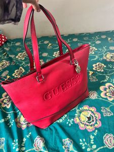 Authentic Guess Red Tote Bag