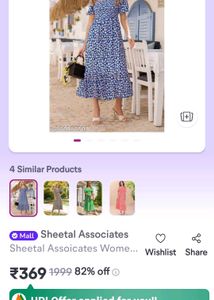 Blue With White Floral Print Dress (Women&#39;s)