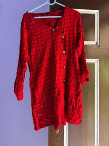 Nuon By Westside Red Checked Mini Dress
