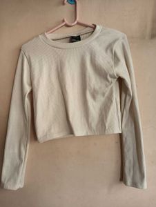 White Long Sleeve Crop Top