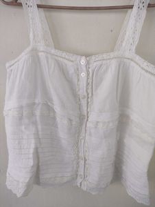 Lace Lined White Soft Fairycore Top