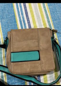 Vintage Leather &amp; Turquoise Accent Bag From Metro