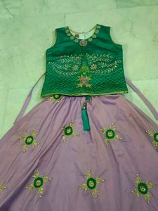 Beautiful Sea Green And Lavender Choli